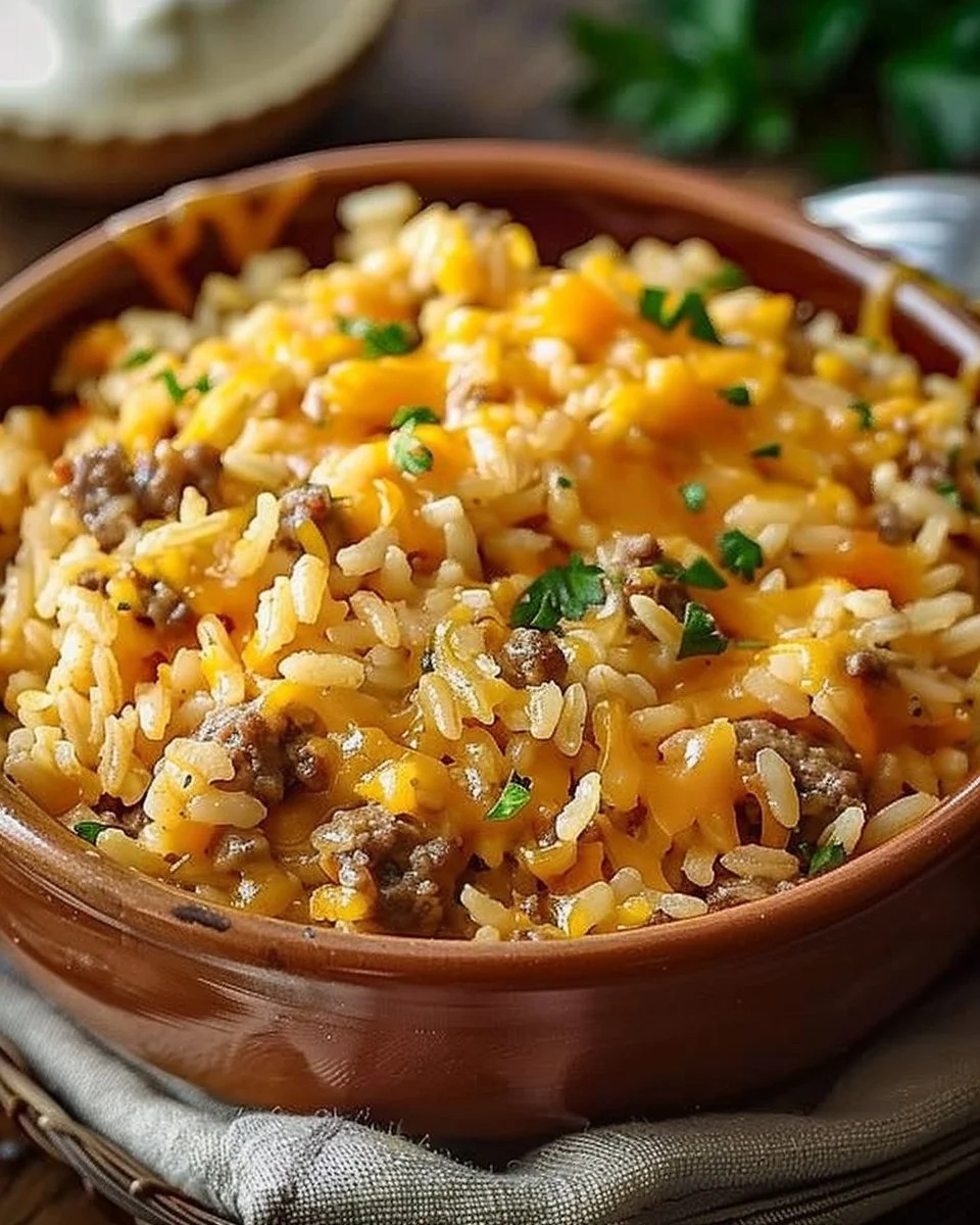 Cheesy Hamburger Rice Casserole