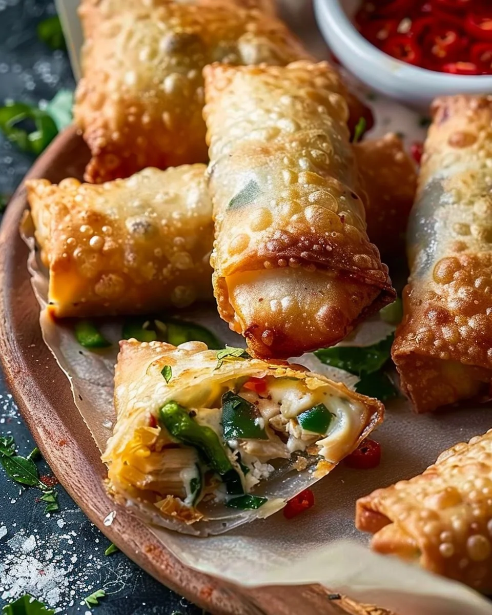 Crispy Air Fryer Chicken Egg Rolls with Cream Cheese & Jalapeño