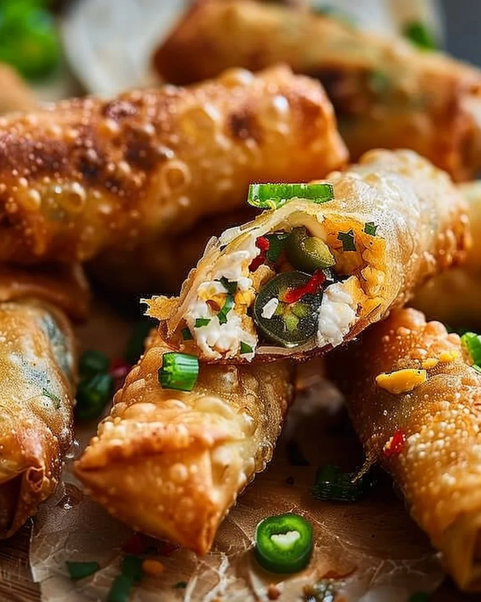 Crispy Air Fryer Chicken Egg Rolls with Cream Cheese & Jalapeño