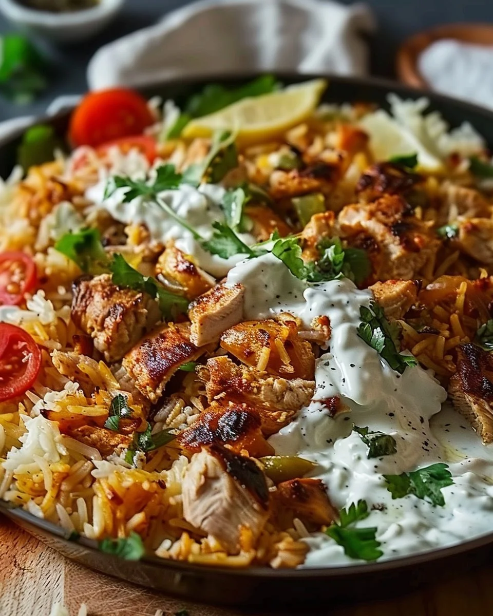 One-Pot Chicken Shawarma Rice with Creamy White Sauce