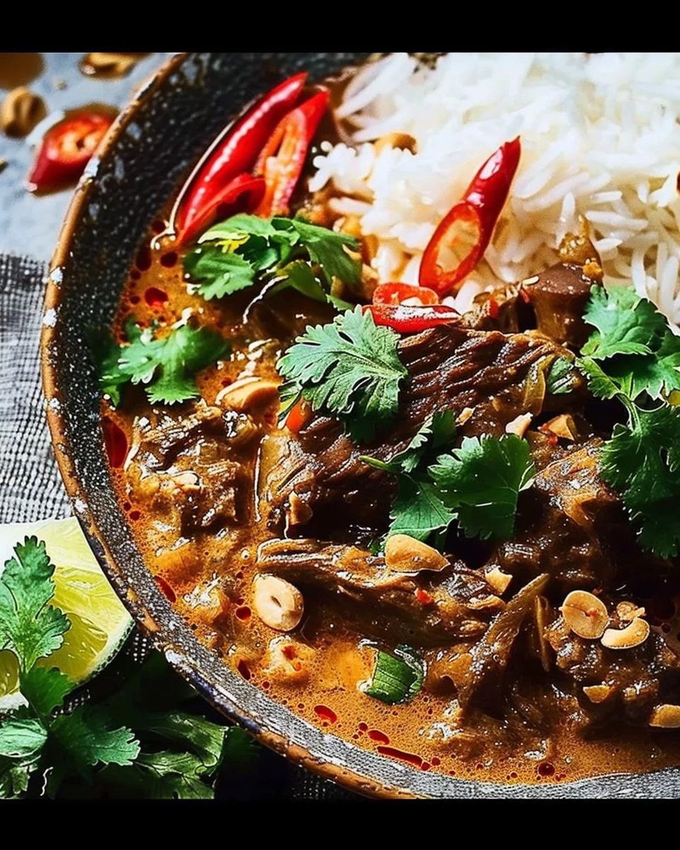 Slow-Baked Massaman Beef Curry with Lime & Fresh Cilantro: A Rich Thai-Inspired Comfort Food