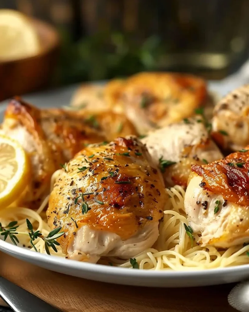 Delicious Crock Pot Angel Chicken served with herbs and spices