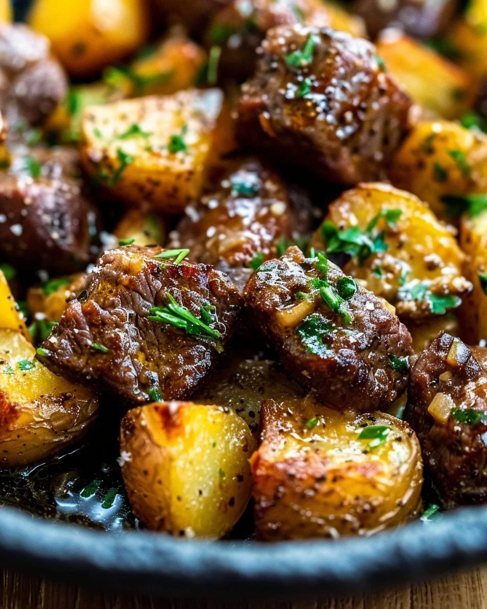 Garlic Butter Beef Bites with Potatoes