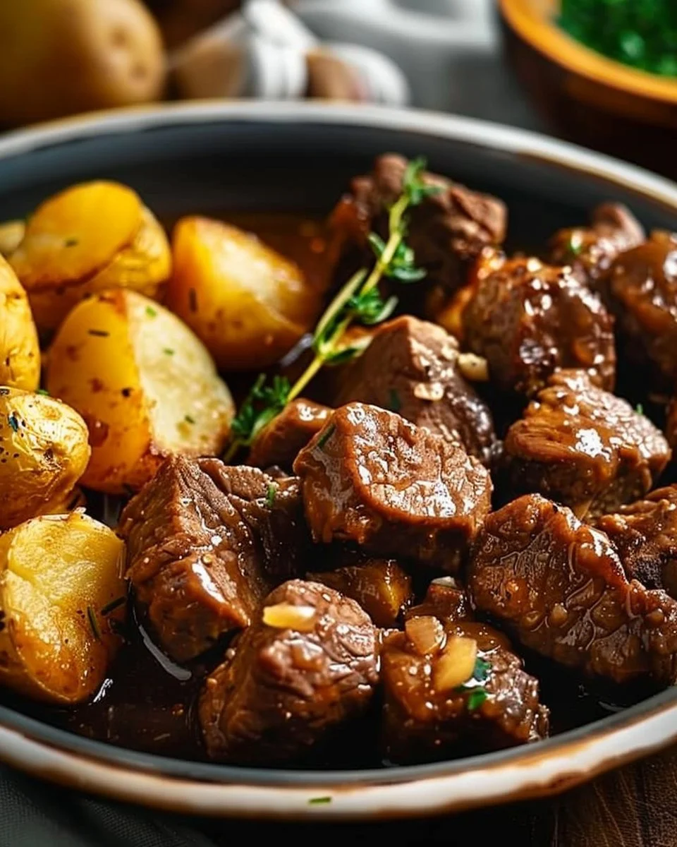 Garlic Butter Beef Bites with Potatoes