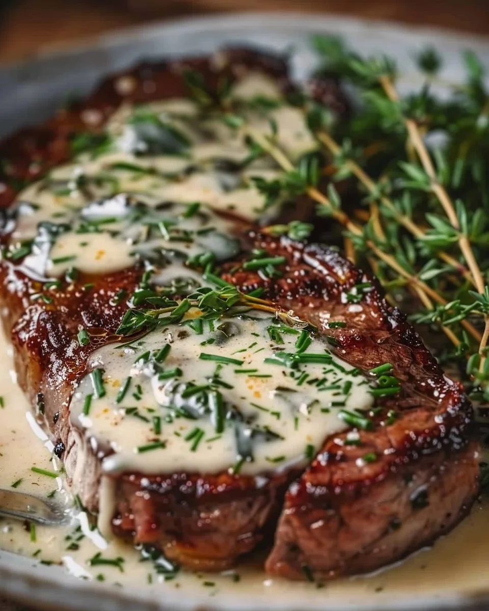 Garlic Butter Steak With Parmesan Cream Sauce