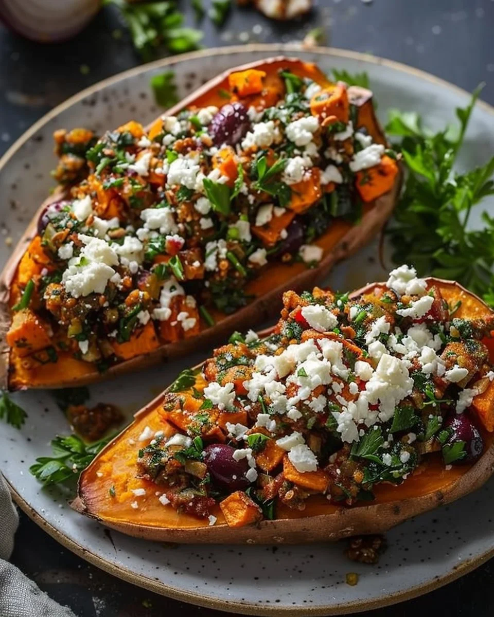 Mediterranean Stuffed Sweet Potatoes
