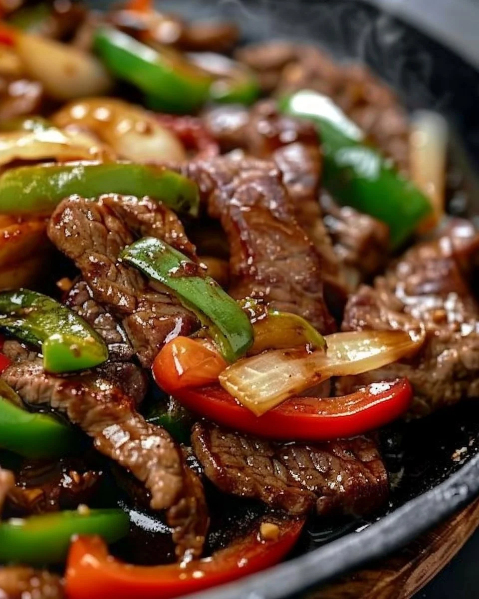 Sizzling Chinese Pepper Steak with Onions