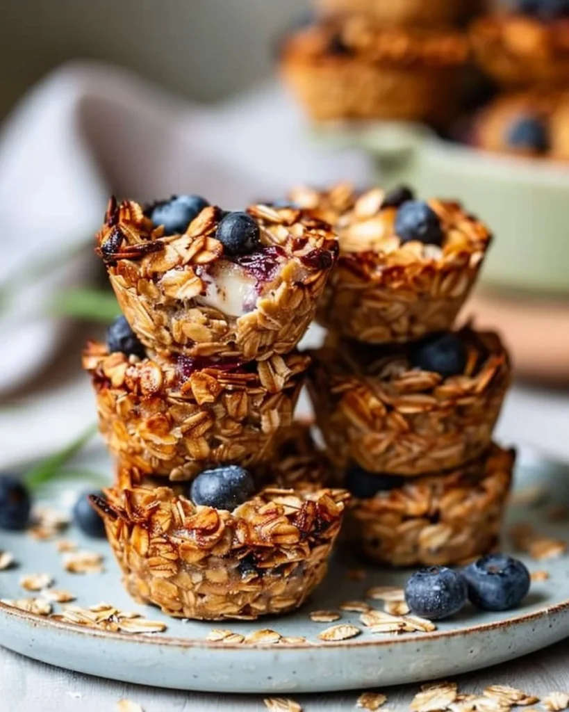 Protein-packed cottage cheese baked oatmeal cups in a baking dish