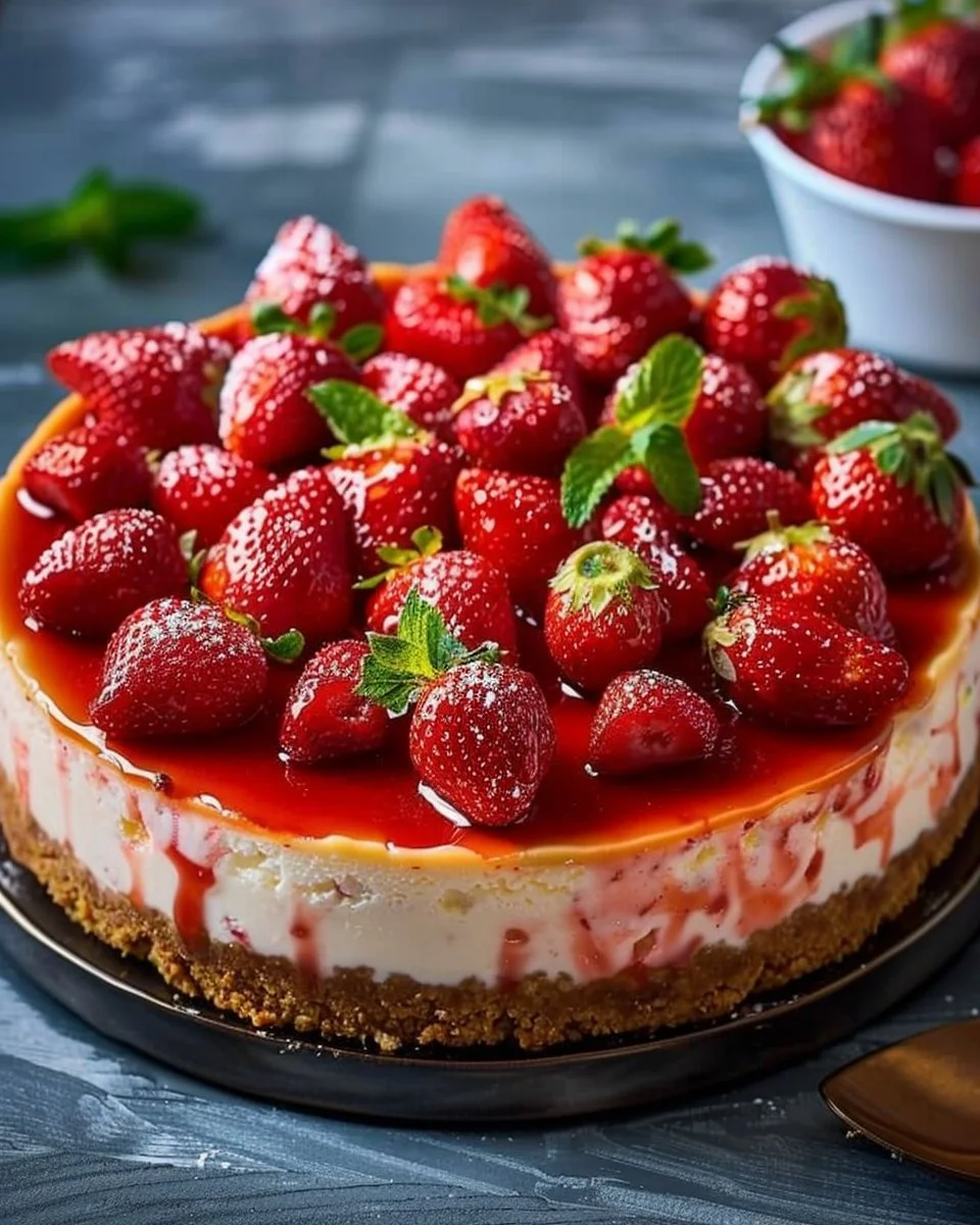 Baked Strawberry Cheesecake