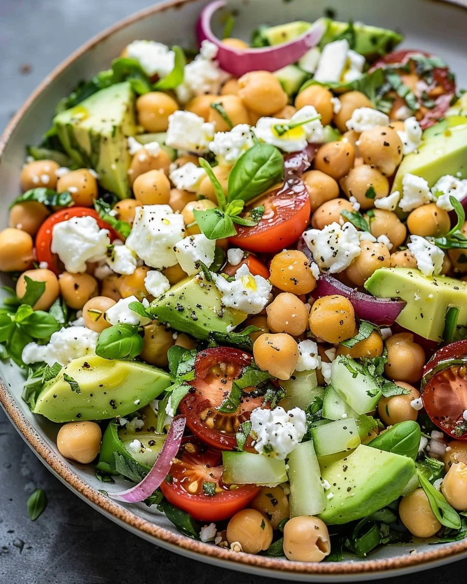 Chickpea Feta Avocado Salad