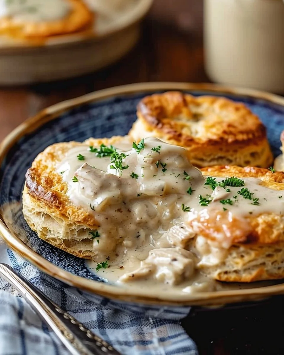 Creamed Chicken Over Biscuits