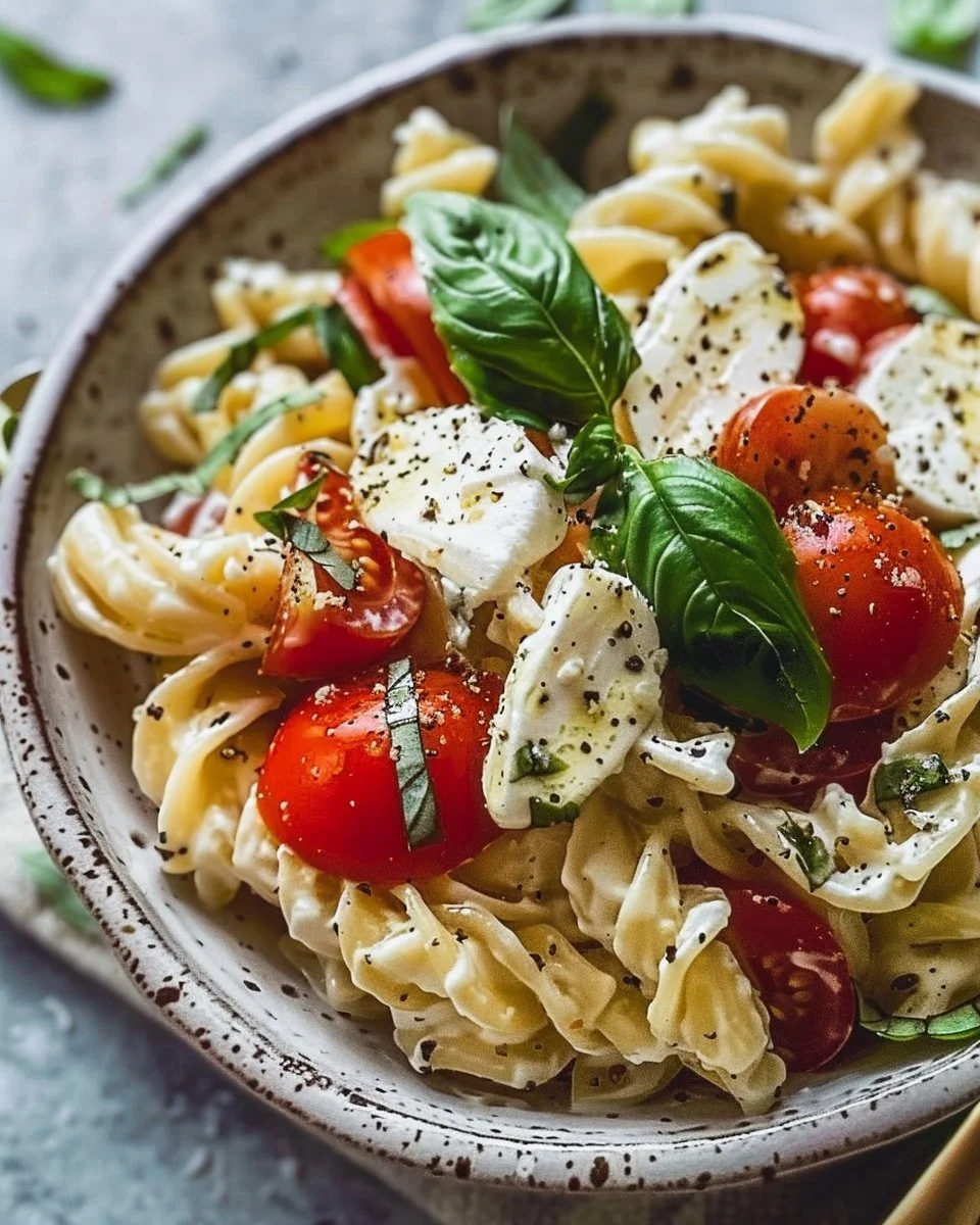 Creamy Caprese Pasta Salad