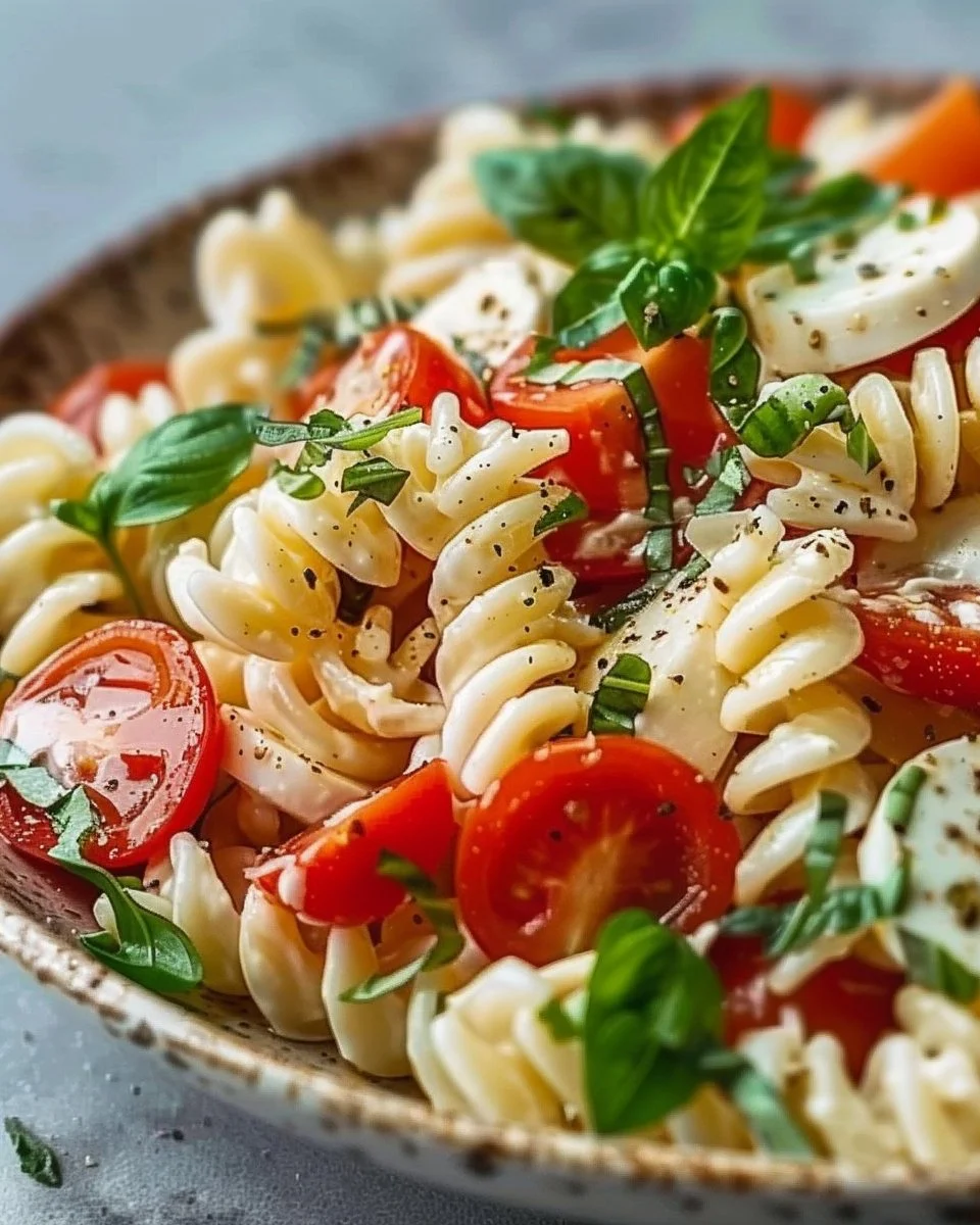 Creamy Caprese Pasta Salad