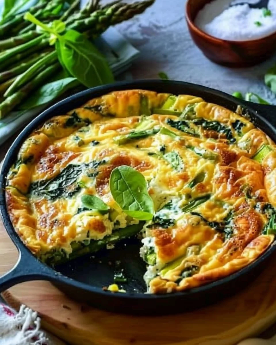 Crustless Asparagus and Spinach Quiche