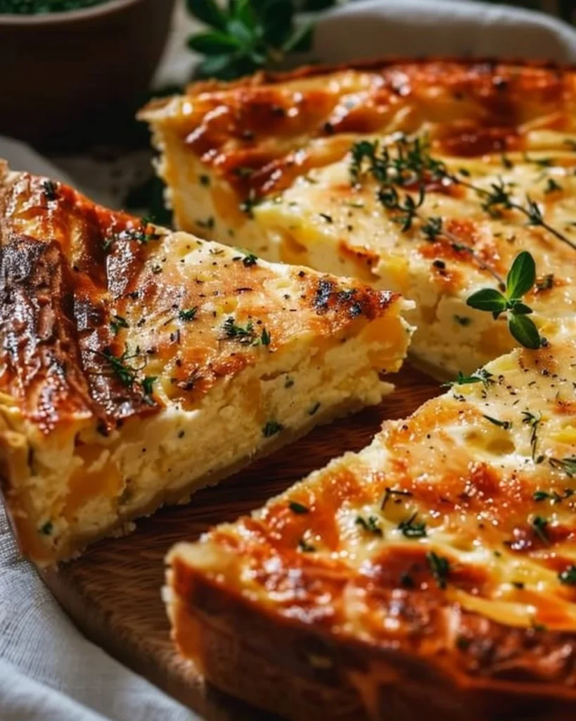 Delicious crustless quiche served on a plate with vegetables