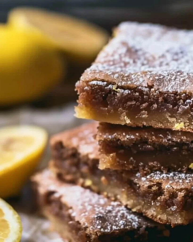 Delicious gluten-free lemon brownies with a vibrant lemon glaze.