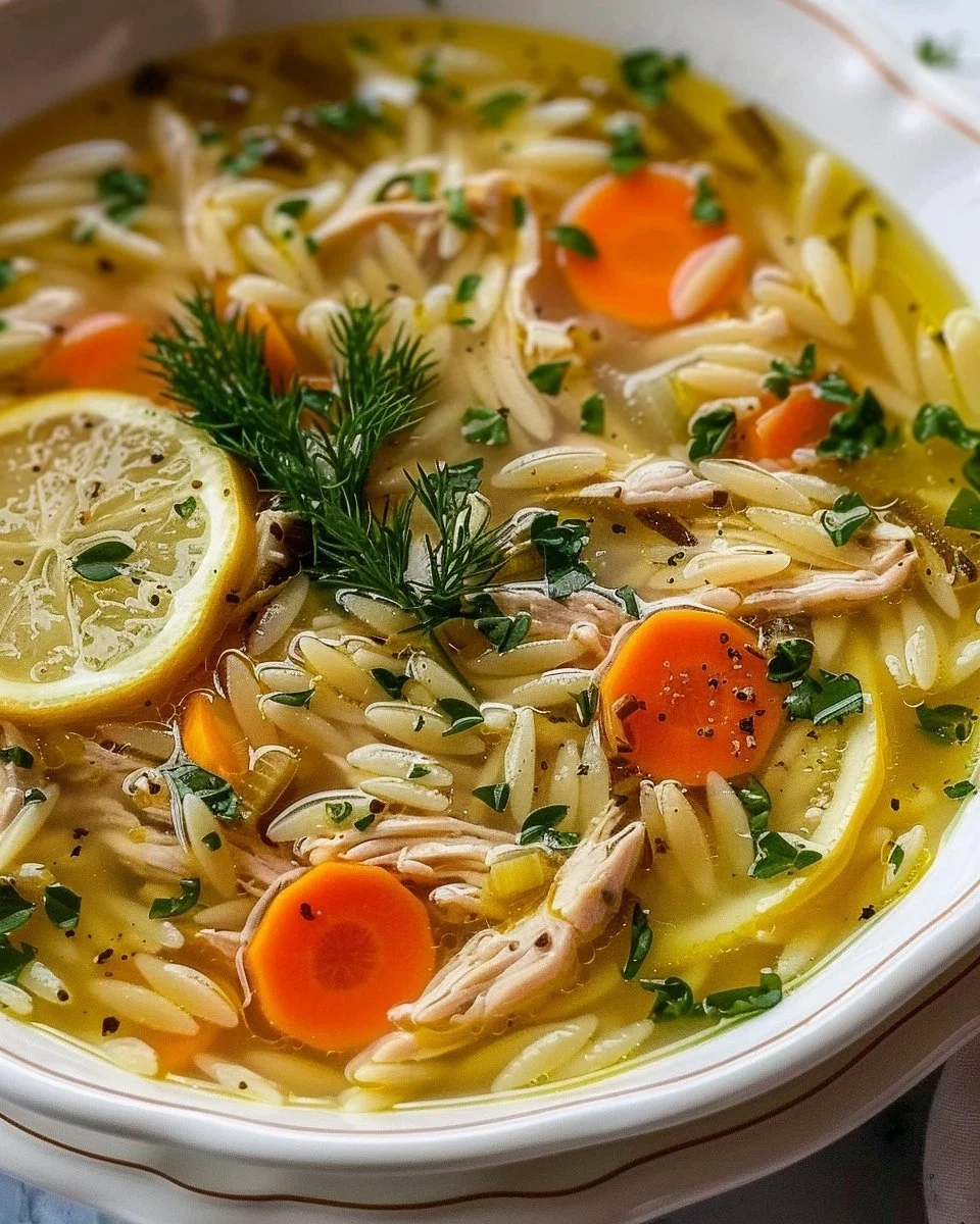 Greek Lemon Chicken Orzo Soup
