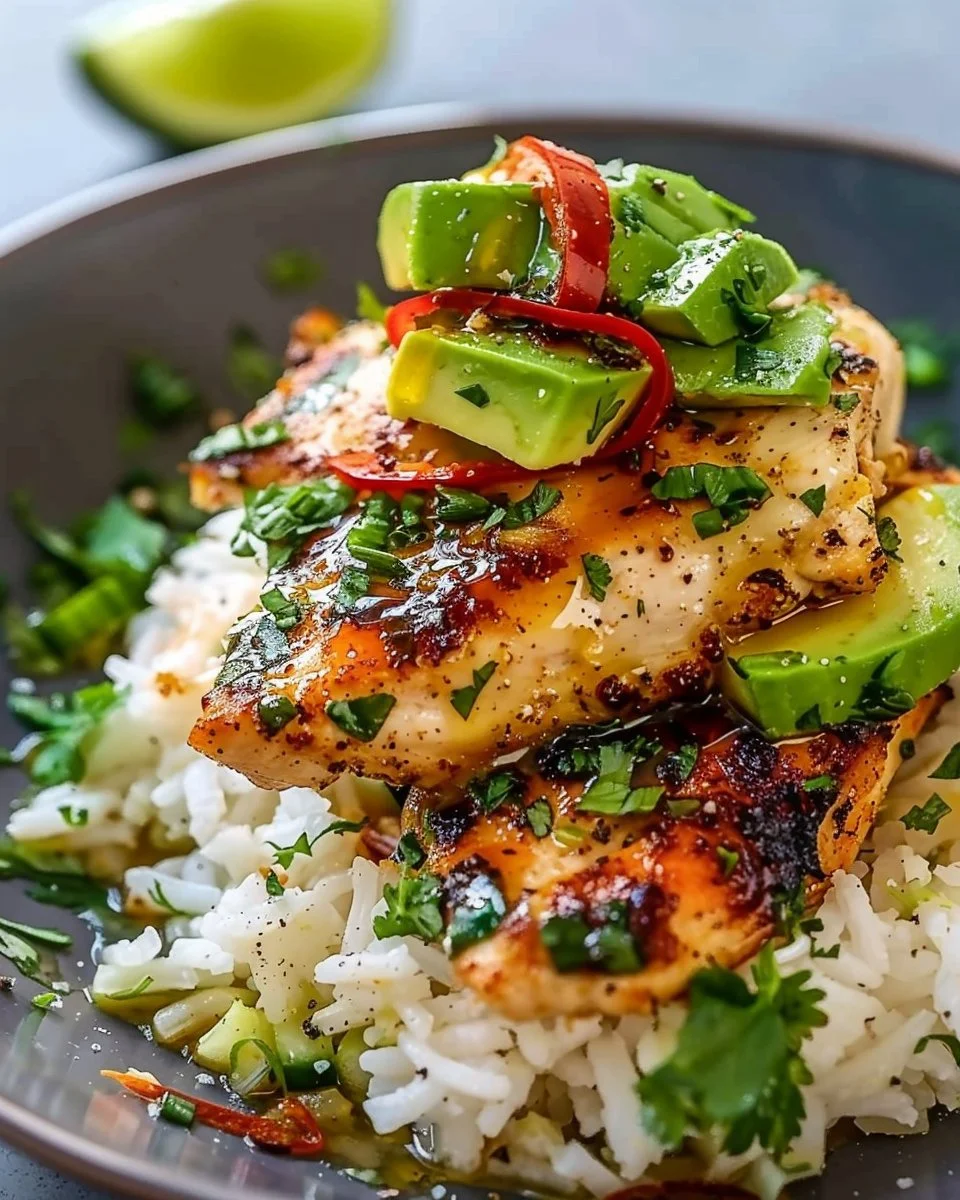 Honey Lime Chicken and Avocado Rice