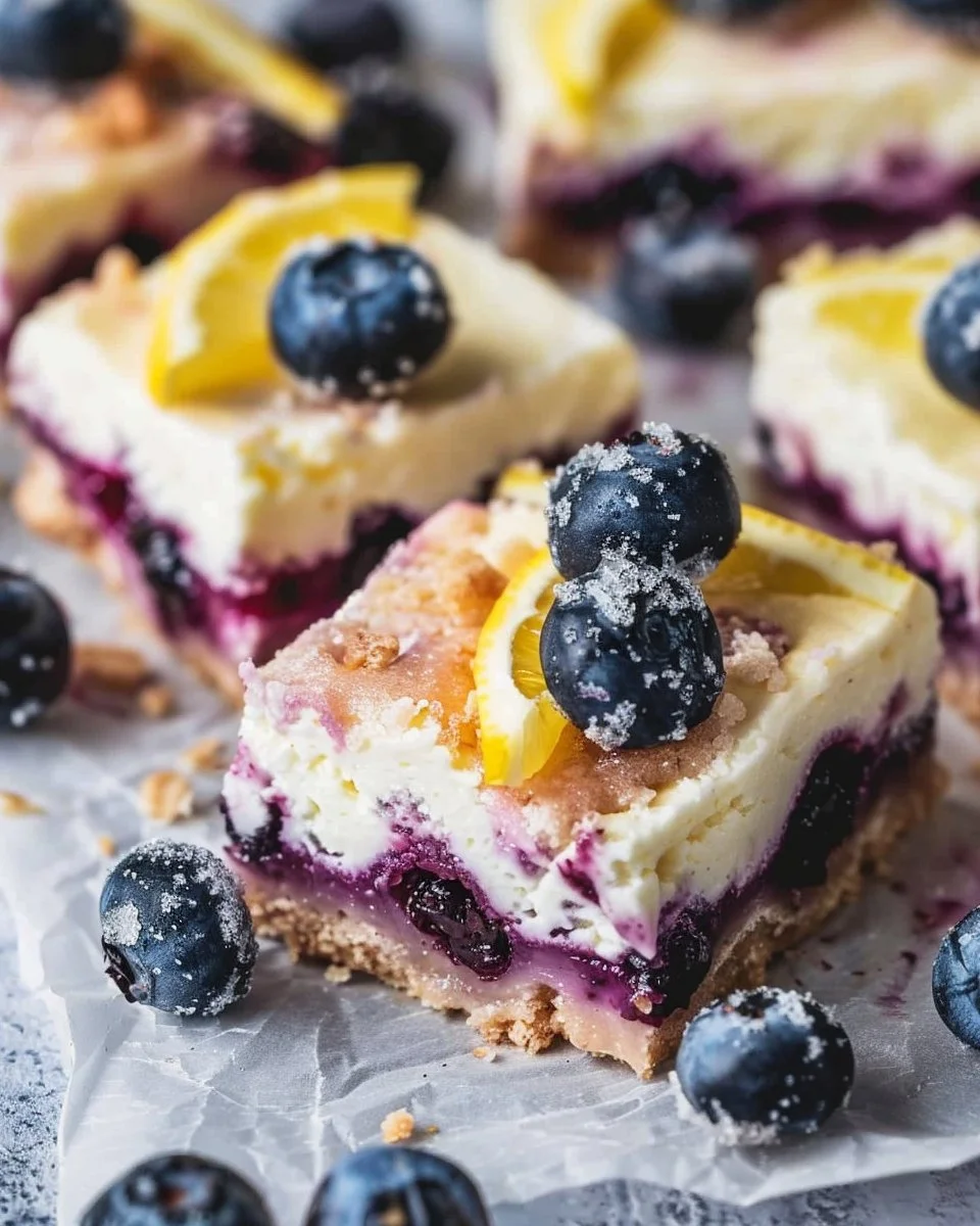 Keto Blueberry Lemon Cheesecake Bars