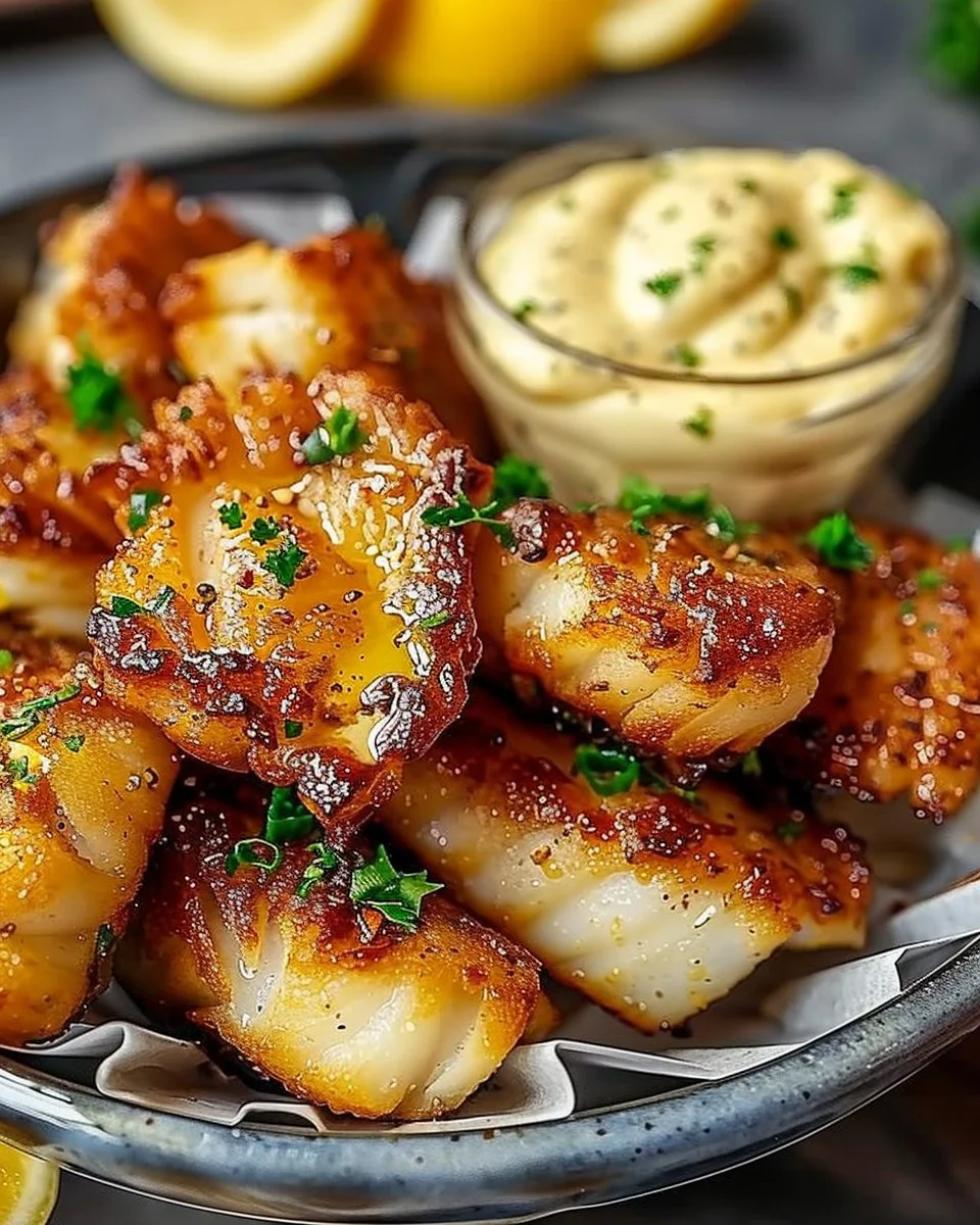 Lemon Butter Fish Bites with Garlic Aioli