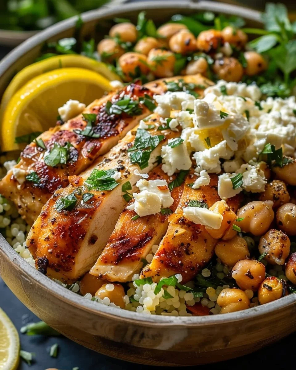 Lemon-Herb Chicken Bowl with Chickpeas & Feta