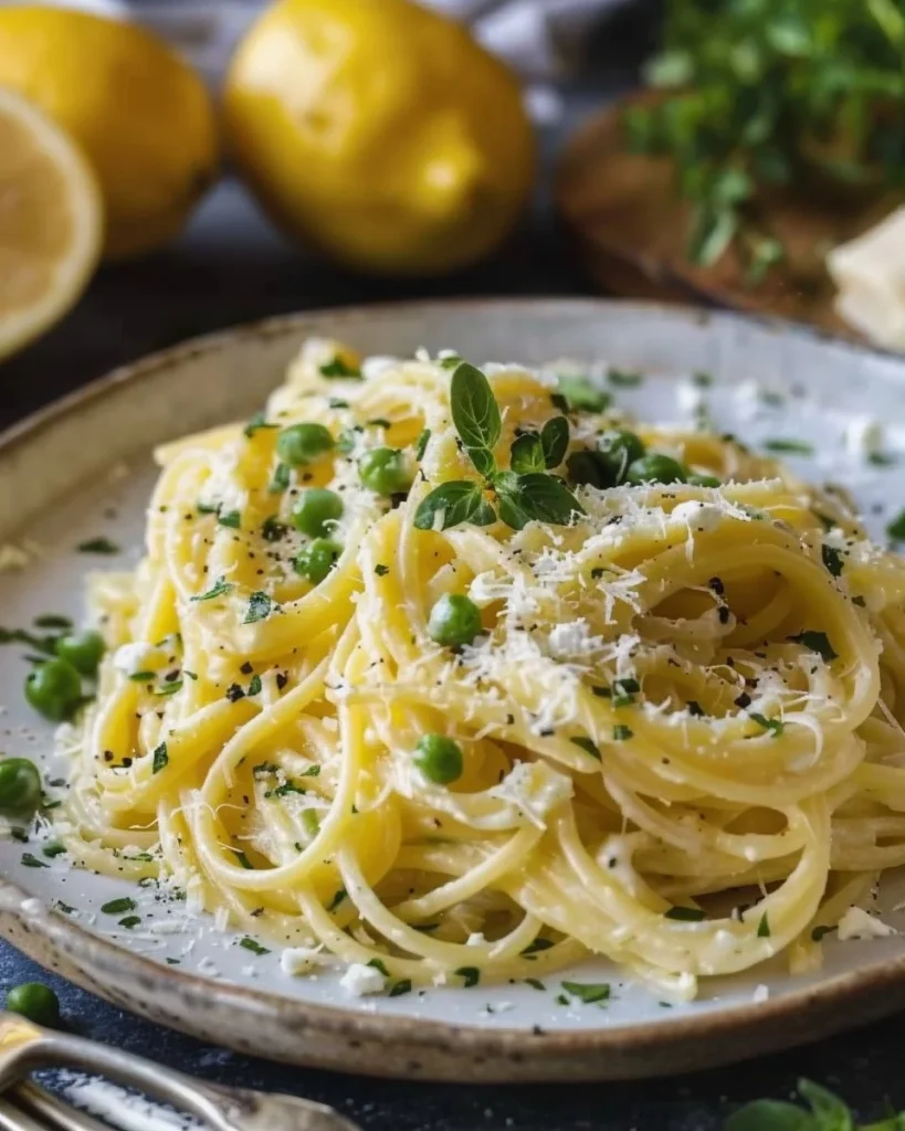 A plate of Lemon Ricotta Pasta garnished with fresh herbs and lemon zest