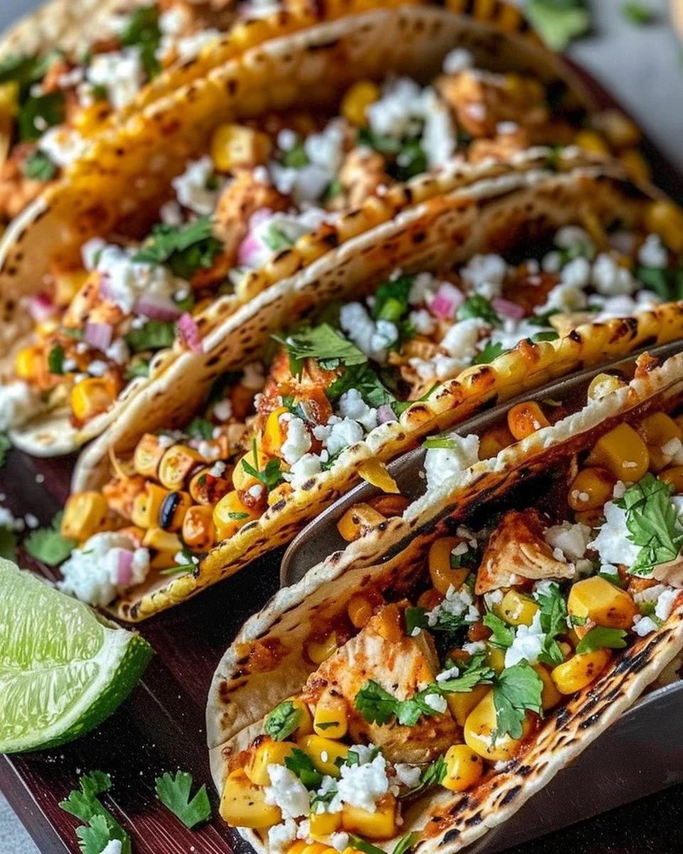 Mexican Street Corn Chicken Tacos