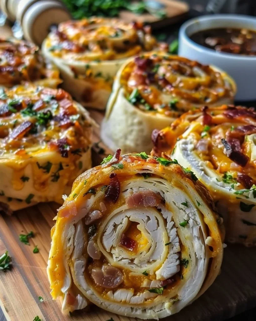 Delicious no-crack turkey pinwheels on a serving platter.