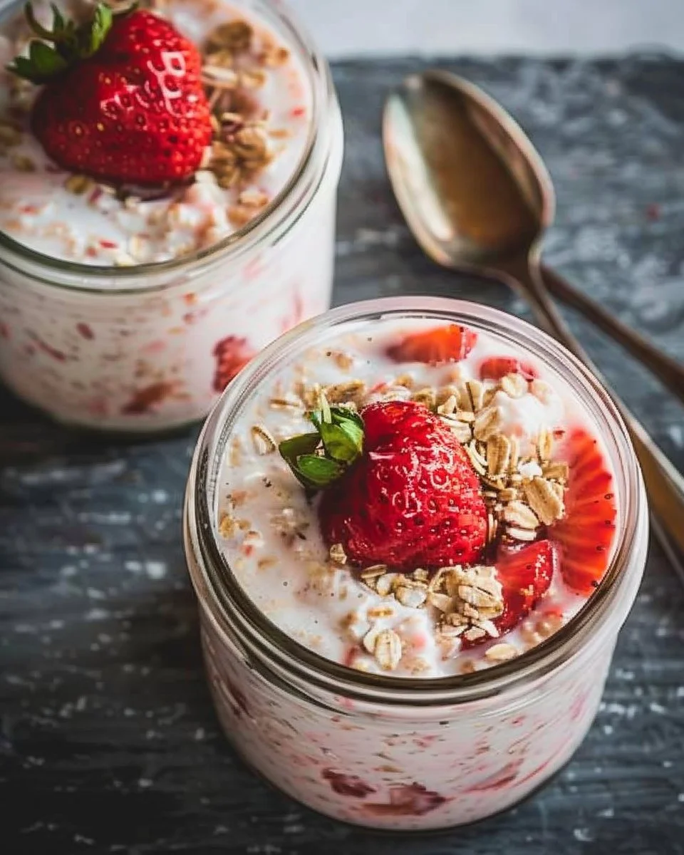 Protein Strawberry Cheesecake Overnight Oats