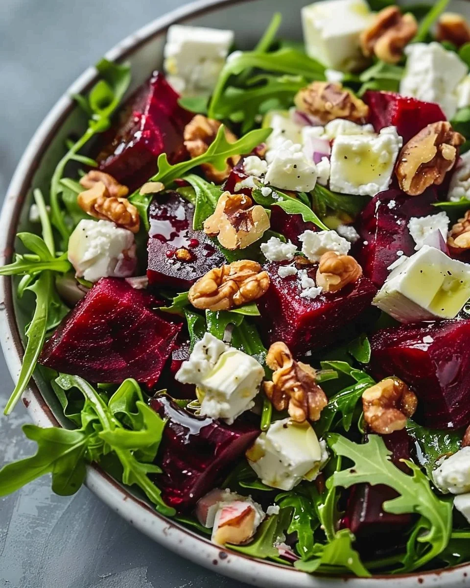Roasted Beet & Arugula Salad with Feta and Walnuts
