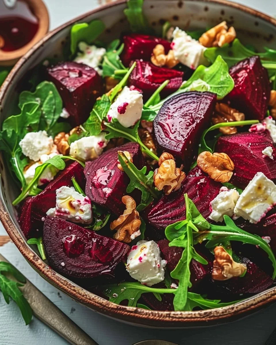 Roasted Beet & Arugula Salad with Feta and Walnuts