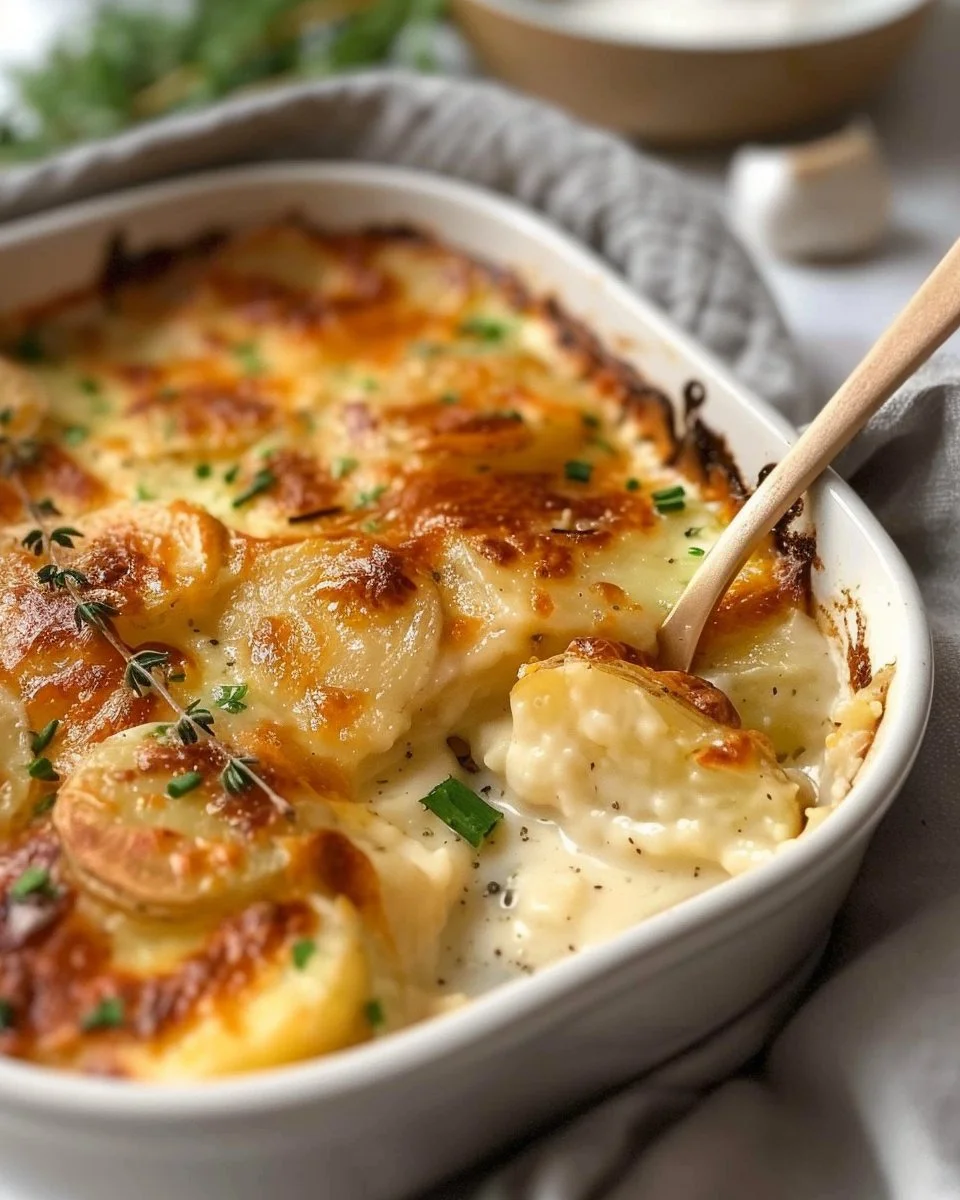 Roasted Garlic Potatoes in Cream Sauce