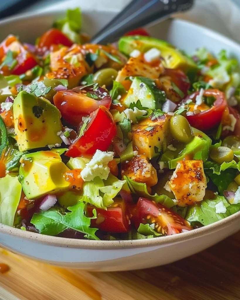 Colorful Santa Fe Salad with fresh vegetables and black beans served in a bowl.