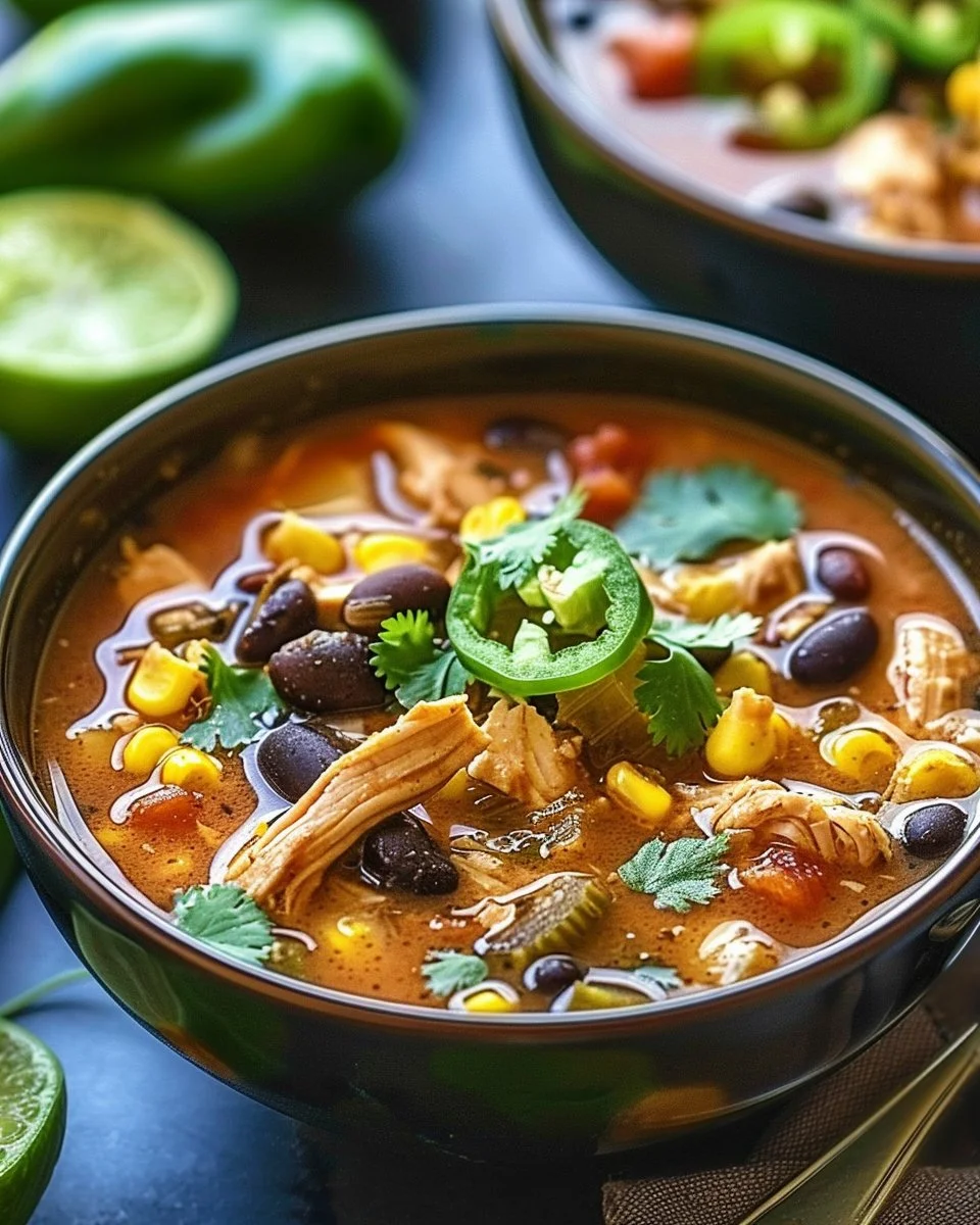 Southwestern Chicken & Bean Enchilada Soup