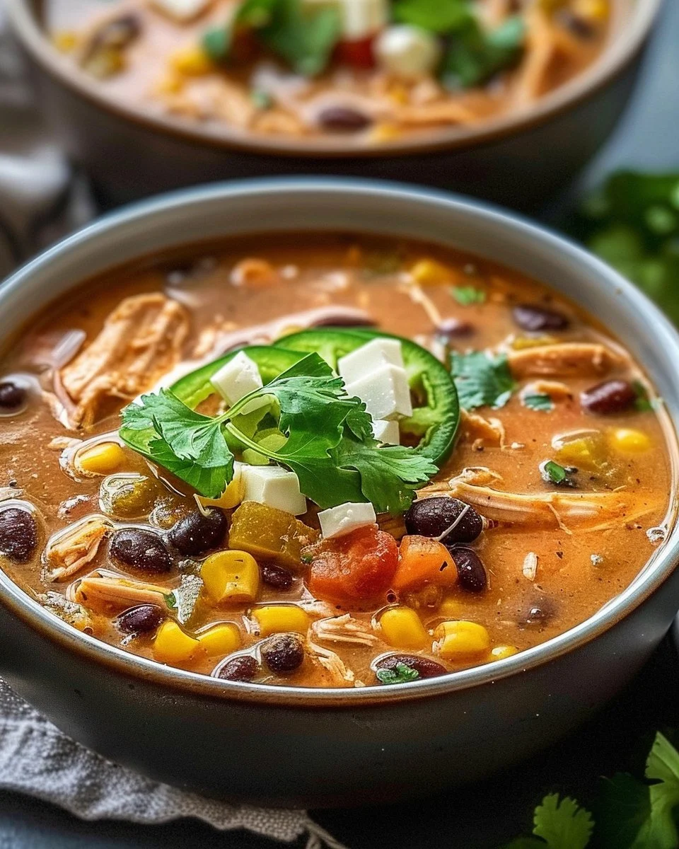 Southwestern Chicken & Bean Enchilada Soup