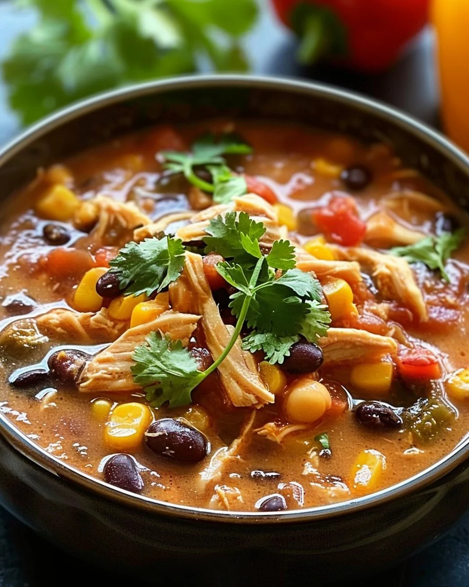 Southwestern Chicken & Bean Enchilada Soup