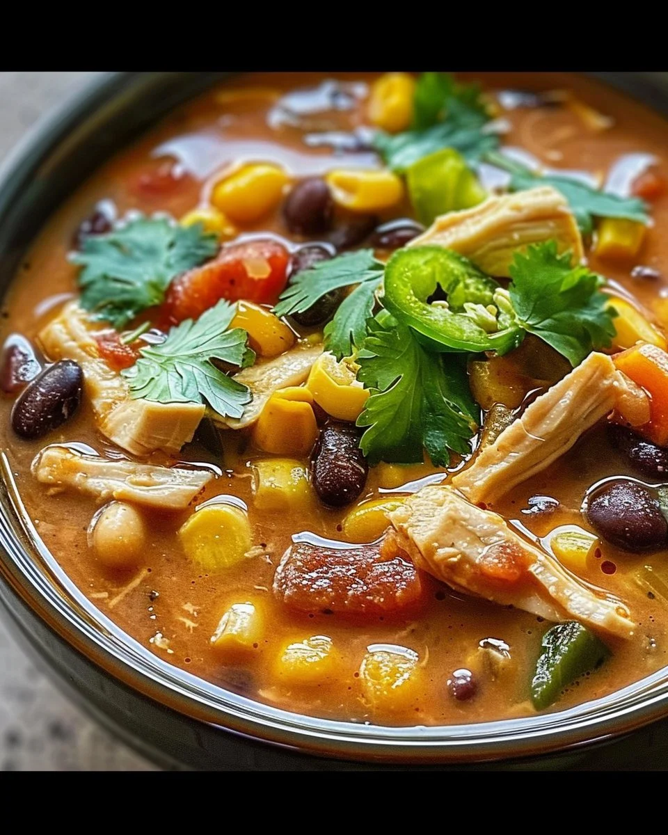 Southwestern Chicken & Bean Enchilada Soup
