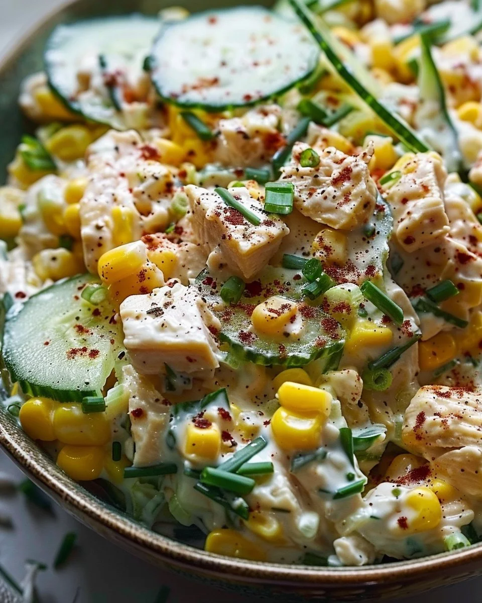 Street Corn Creamy Cucumber Chicken Salad