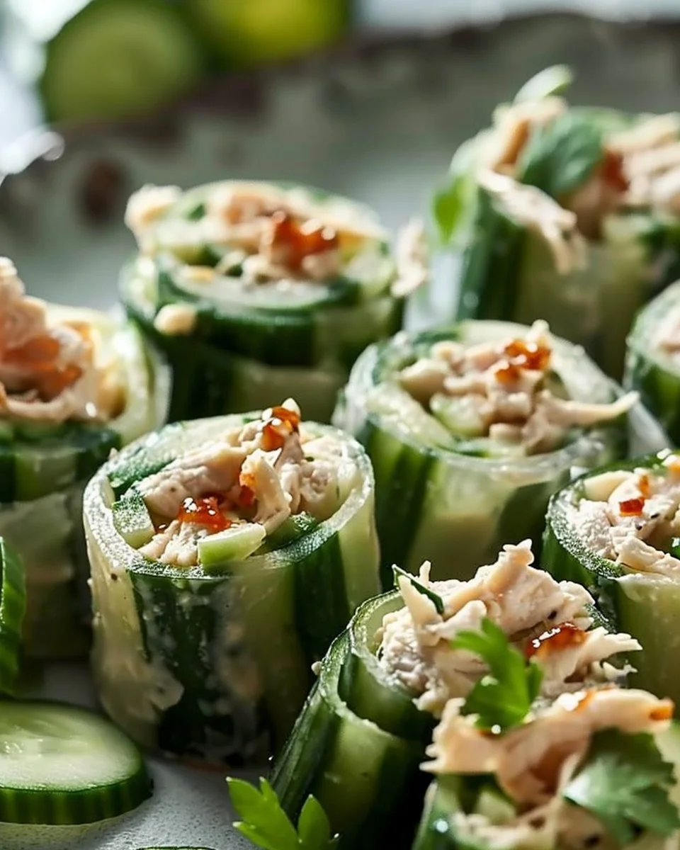Tasty Chicken Salad Cucumber Roll Ups