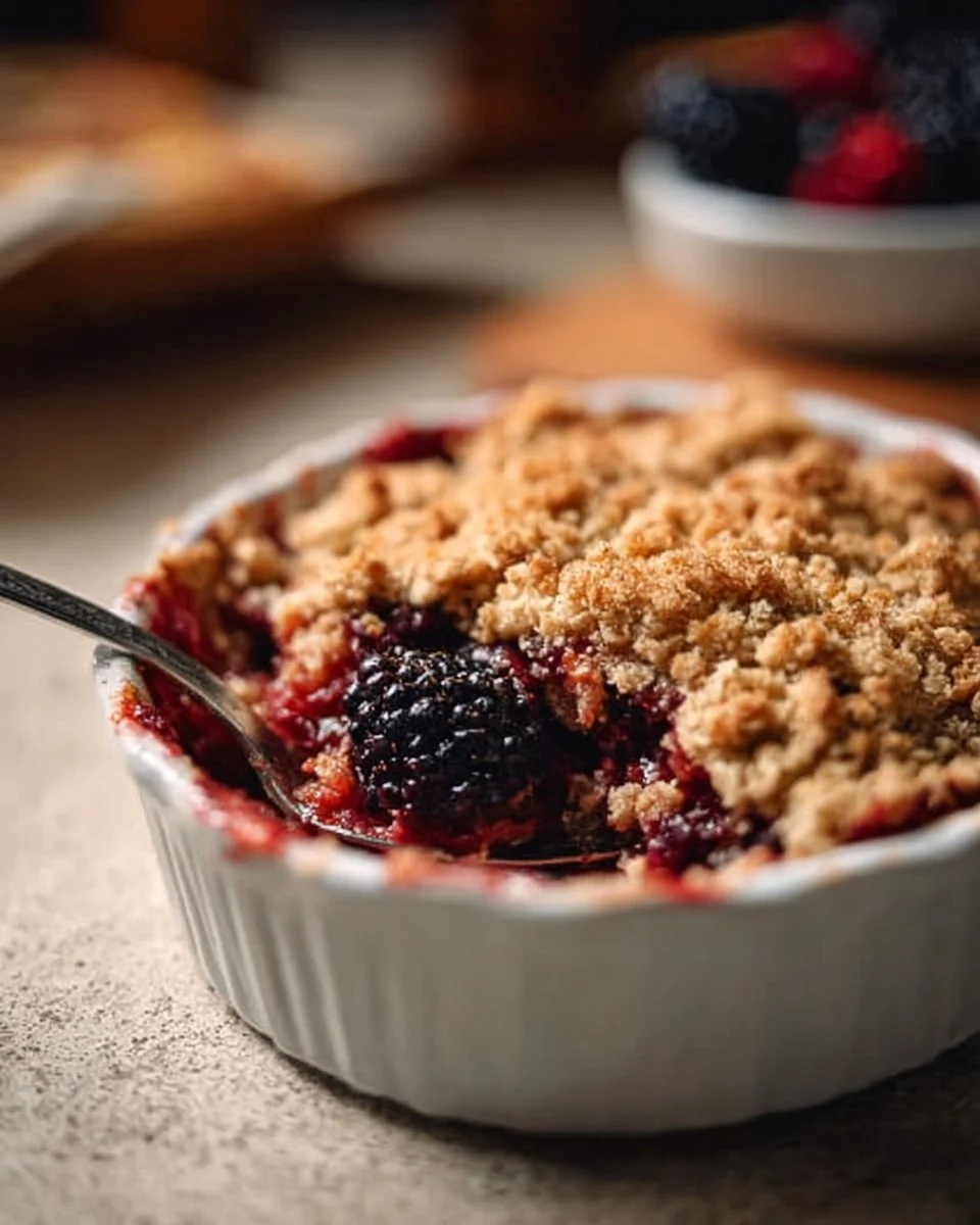 Easy Rhubarb and Blackberry Crumble
