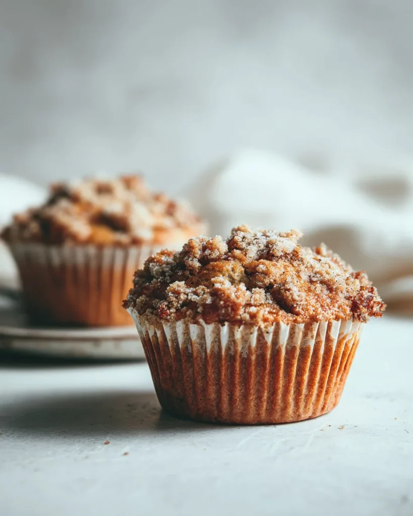 Freshly baked rhubarb oat muffins with cinnamon butter crumble topping