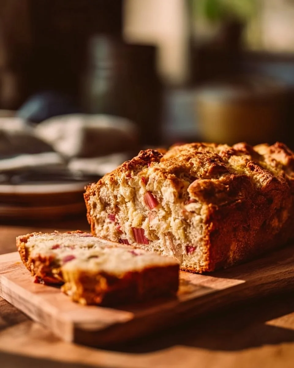Moist Rhubarb Bread with Sour Cream