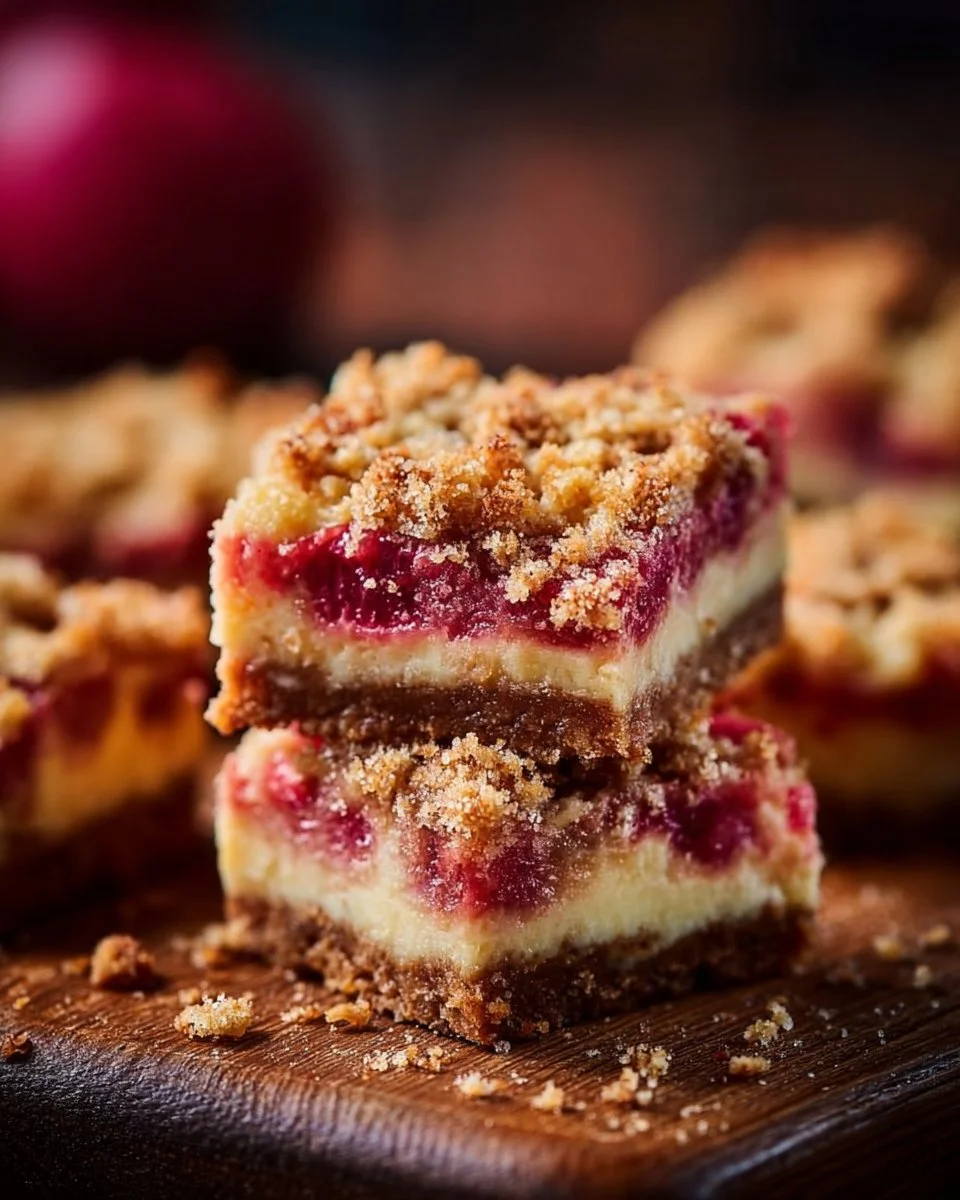 Rhubarb Crumble Cheesecake Bars