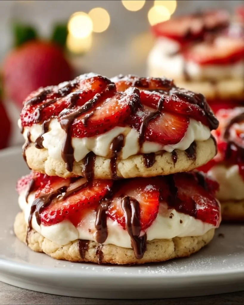 Strawberry cream cheese cookies on a plate, showcasing their vibrant color and texture.