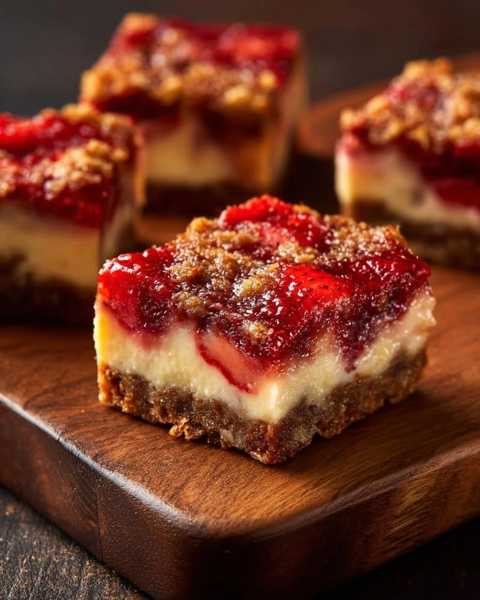 Sweet Strawberry Rhubarb Cheesecake Bars